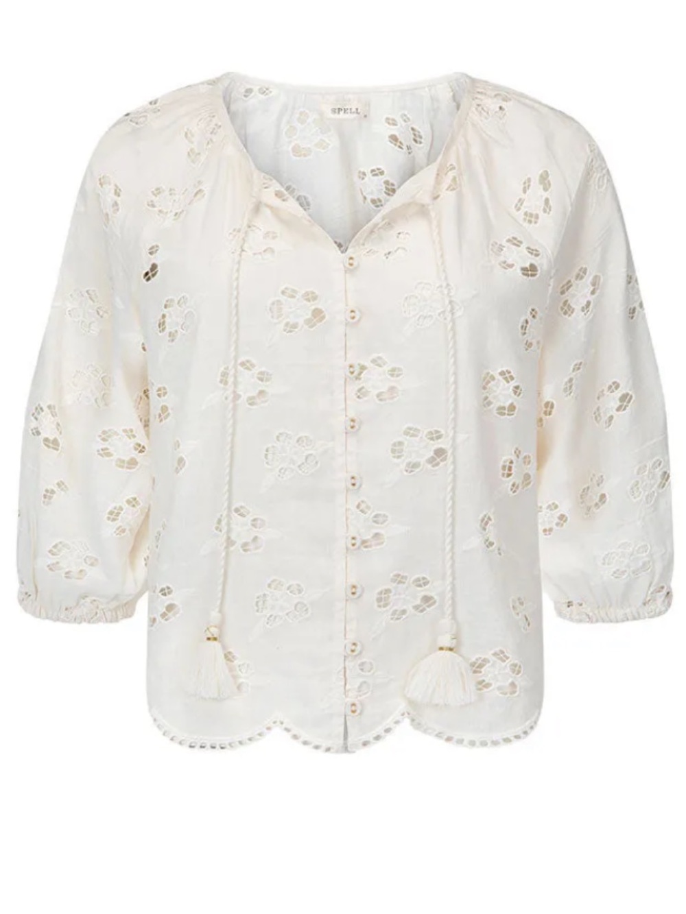 NWT Spell Organic Cotton Love Note Broderie Blouse in Star White size Large - Picture 5 of 14